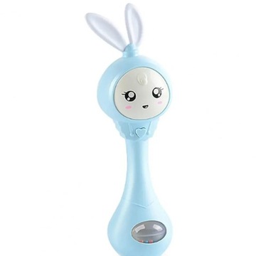 ДЕТСКАЯ ПОГРЕМКА С МУЗЫКАЛЬНЫМ ПРОРЕЗЫЧКОМ КРОЛИК ИГРУШКА ЗАЙЧИК LED