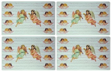 ANIOŁY ŚWIĄTECZNE PODKŁADKI STOŁOWE 4szt Kpl