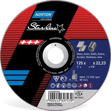 TARCZA TARCZE DO CIĘCIA METALU I STALI 125x2,5 mm