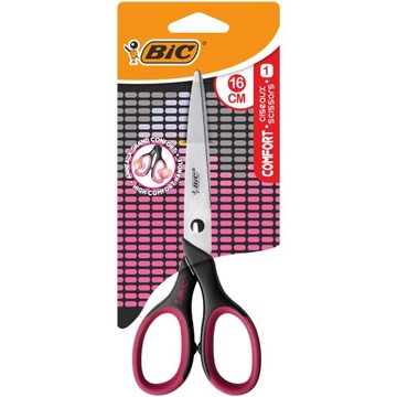 Nożyczki dla dzieci BIC Comfort 16cm - czarno-niebieskie lub czarno-różowe