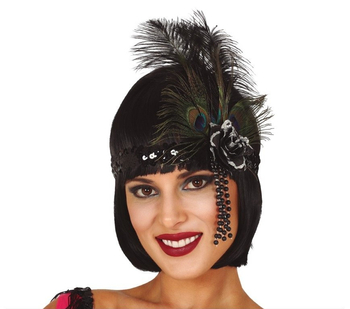 Opaska Retro Burleska czarna lata 20-te 30-te diva