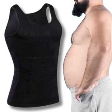 KOSZULKA WYSZCZUPLAJĄCA podkoszulka MĘSKA modelująca COMFORT czarna XL