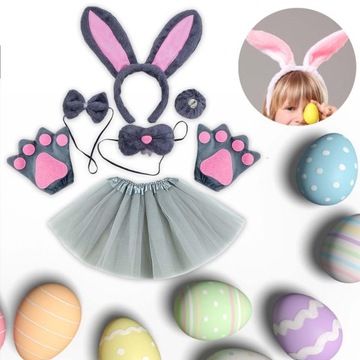 Современный костюм кролика для косплея для тематических вечеринок, Новый год, серый, 6 шт.