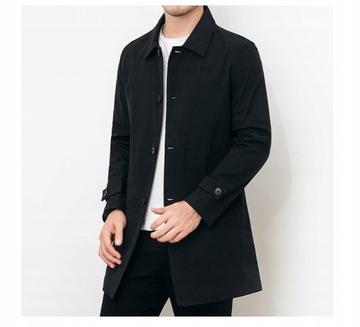 Płaszcz męski czarny klasyczny do połowy uda ZcKv3Hi5uW rozmiar XL