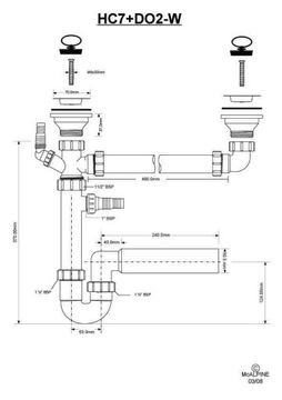 СИФОН МОЙКИ БЕЗ ПЕРЕЛИВА MCALPINE HC7+DO2-W