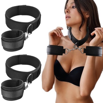 SEX GADŻETY PASY KAJDANKI KRĘPUJĄCE RĘCE NOGAMI DO SEX POZYCJI BDSM CZARNY