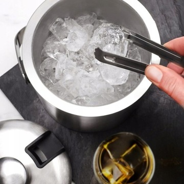 WIADERKO DO LODU 1,3l POJEMNIK NA KOSTKI LÓD ZE SZCZYPCAMI POKRYWKĄ