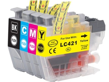 Komplet 4x wysokowydajny Tusz do Brother LC-421XL DCP-J1050DW DCP-J1040DW