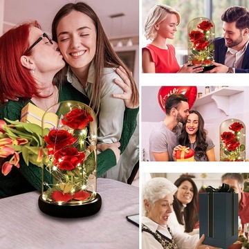 ВЕЧНАЯ КРАСНАЯ РОЗА, НАСТОЯЩАЯ, В СТЕКЛЕ, СВЕТЯЩАЯСЯ СВЕТОДИОДНАЯ, В ПОДАРОК