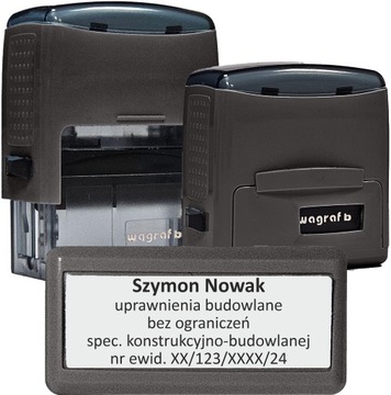 PIECZĄTKA uprawnienia budowlane - KIEROWNIK BUDOWY - do 6 wersów Wagraf B3s