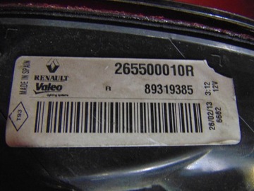 RENAULT MEGANE 3 III KOMBI SVĚTLO PRAVÁ ZADNÍ W BLATNÍK EU 265500010R