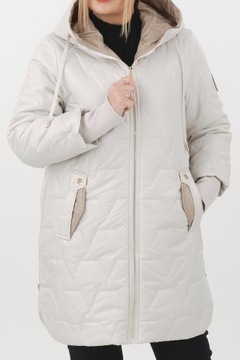 DAMSKA KURTKA PRZEJŚCIOWA PIKOWANA Z KAPTUREM DUŻE ROZMIARY ELEGANCKA