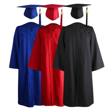 1 Set Graduation Gown Hat Tassel Zipper V Neck Loo