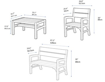 Садовая мебель MONTERO СКАМЬЯ, 2 СТУЛА, СТОЛ + комплект подушек с замком