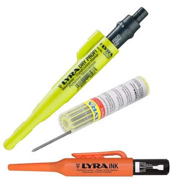 ZESTAW LYRA DRY PROFI OŁÓWEK+WKŁADY+MARKER KOMPLET OŁÓWEK BUDOWLANY 3 EL.