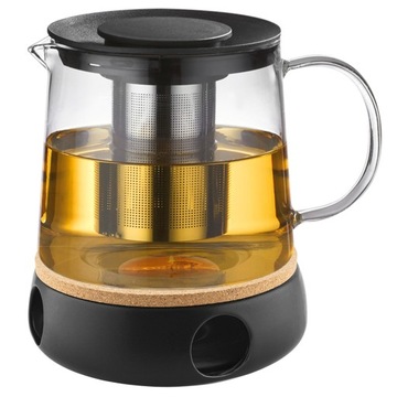 СТЕКЛЯННЫЙ КУВШИН, ВСТАВКА ДЛЯ ТРАВЯНОГО ЧАЯ, 1,5 Л + ЧЕРНЫЙ НАГРЕВАТЕЛЬ