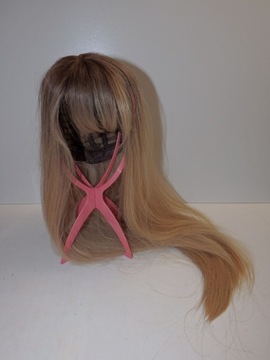 e463 peruka włosy proste ombre blond 60cm grzywka