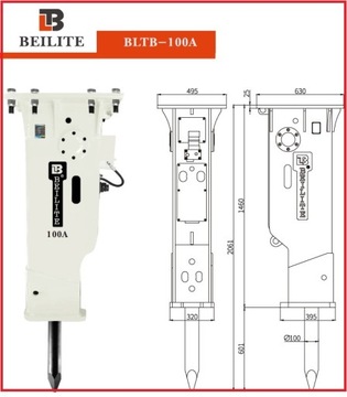 Młot hydrauliczny BEILITE BLTB100 do koparki kołowej/gąsienicy 10 - 16 ton