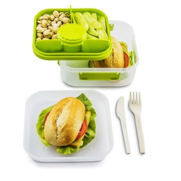 LUNCHBOX ŚNIADANIÓWKA + sztućce BRANQ 1,6l zielony
