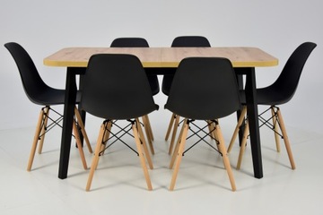 Stół 80x140/180 cm BLAT DĄB ARTISAN +6 krzeseł