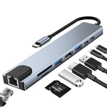 8 w 1 Adapter USB-C HUB do Macbooka HDMI do laptopa
