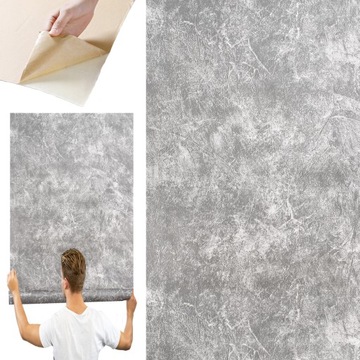TAPETA SAMOPRZYLEPNA ŚCIENNA OKLEINA IMITACJA BETON SZARA EFEKT 3D 10m