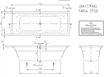 ВСТРАИВАЕМАЯ ВАННА 170 Х 70 СМ АКРИЛОВЫЙ + НОЖКИ