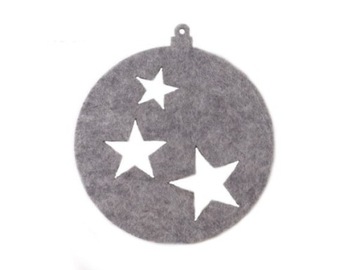 FO04U NA CHOINKĘ OZDOBA BOMBKA filc 8cm j. szary