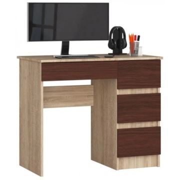 Biurko komputerowe sonoma wenge 90 cm 4 szuflady