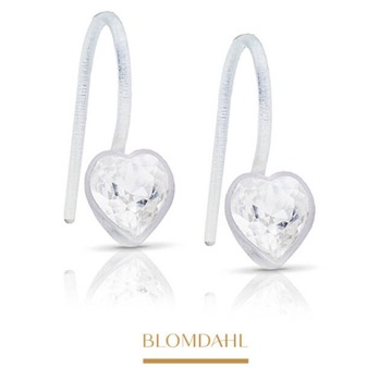 BLOMDAHL KOLCZYKI HIPOALERGICZNE WISZĄCE HEART CRYSTAL 6 mm