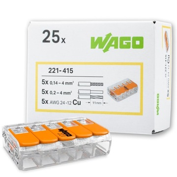 ZŁĄCZKA WAGO 221-415 SZYBKOZŁĄCZKA 5x4mm 25 SZT