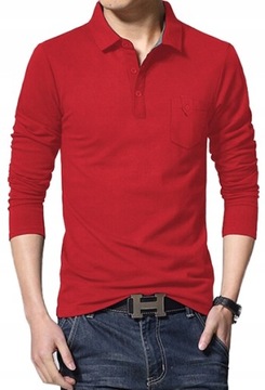 Koszulka Męska z Długim Rękawem Ludwin 6XL czerwona