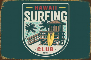 Tablica Ozdobna Blacha Hawaii Surfing Club
