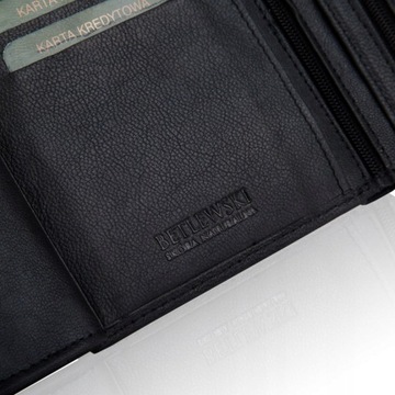 Мужской кожаный кошелек BETLEWSKI, кожа, RFID-защита, молния для карточек-документов