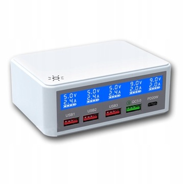 AIXXCO szybka ładowarka USB 40W 5 Port wyświetl