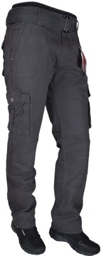 SPODNIE BOJÓWKI SZARE STRETCH z Paskiem Różne Rozmiary r. 40 IT/Th-7