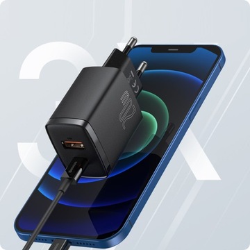 БЫСТРОЕ ЗАРЯДНОЕ УСТРОЙСТВО BASEUS ДЛЯ ТЕЛЕФОНА ИСТОЧНИК ПИТАНИЯ USB USB-C TYPE-C 20 Вт PD QC 3.0