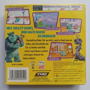 Monsters Inc, Nintendo GBA, все на немецком языке