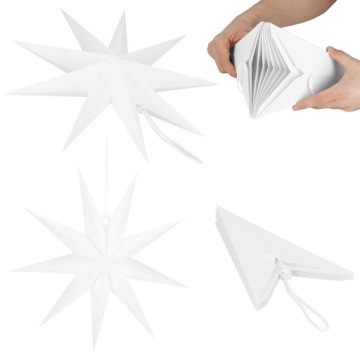 БОЛЬШАЯ ПОДВЕСНАЯ 3D БУМАЖНАЯ ЗВЕЗДА 60см РОЖДЕСТВЕНСКАЯ