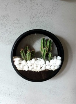 Металлический настенный цветочный горшок круг M BLACK