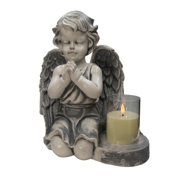 БОЛЬШАЯ СЕРАЯ СВЕЧА + СВЕЧА, ГИПСОВАЯ ФИГУРКА ГРОБНИЦЫ, СВЕТОДИОДНАЯ ЛАМПА 3XAAA