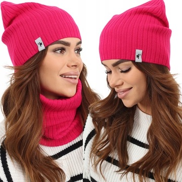 CZAPKA SMERFETKA BEANIE LEKKA POLSKA FUKSJA 2427