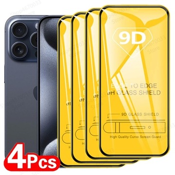 4PCS 9D szkło hartowane dla iPhone15Pro Protector