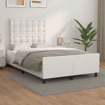 Каркас кровати с изголовьем, белый, 120х200 см, искусственный