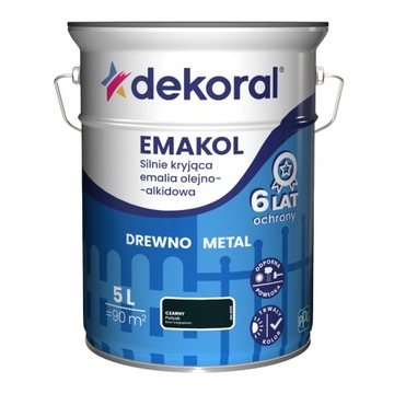 Dekoral SILNIE KRYJĄCA Emalia do drewna i metalu czarny 5L