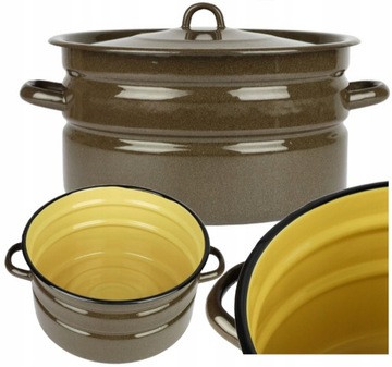 GARNEK EMALIOWANY 14L Z POKRYWKĄ TRADYCYJNY GAR DUŻY POWIDLAK SZEROKI 32CM
