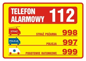 TELEFONY ALARMOWE TABLICZKA TABLICZKA BHP ZNAK BHP TELEFONÓW ALARMOWYCH