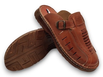 Мужские КОЖАНЫЕ ШЛЕПАНКИ CLASSIC Polish Brown 43