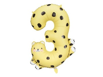 Balon foliowy Cyfra 3 - Gepard, 68x98 cm, mix