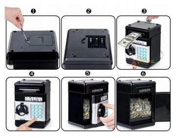 ИГРУШЕЧНЫЙ СЕЙФ ДЛЯ ДЕТЕЙ ЭЛЕКТРОННАЯ КОПИЛКА МОНЕТА АТМ АТМ С ПИН-кодом